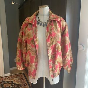 Vintage red and gold silk and nylon wind breaker